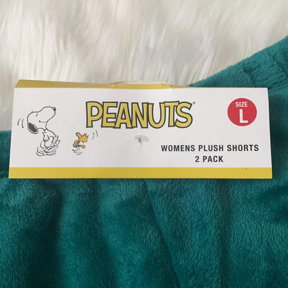 PEANUTS Plush Fleece Pajama Shorts SET in Sz LARGE - Picture 4 of 5